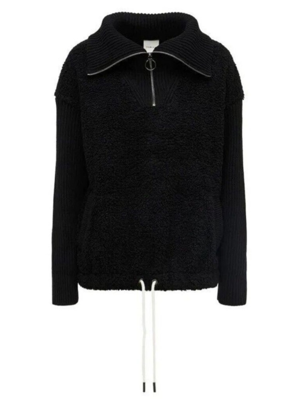 Varley Rogers Half Zip Sweater Jacket Pullover Black Teddy Oversized size medium